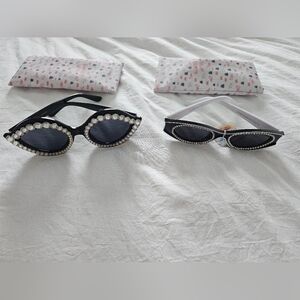 Embellished Black Rhinestone Sunglasses Duo
